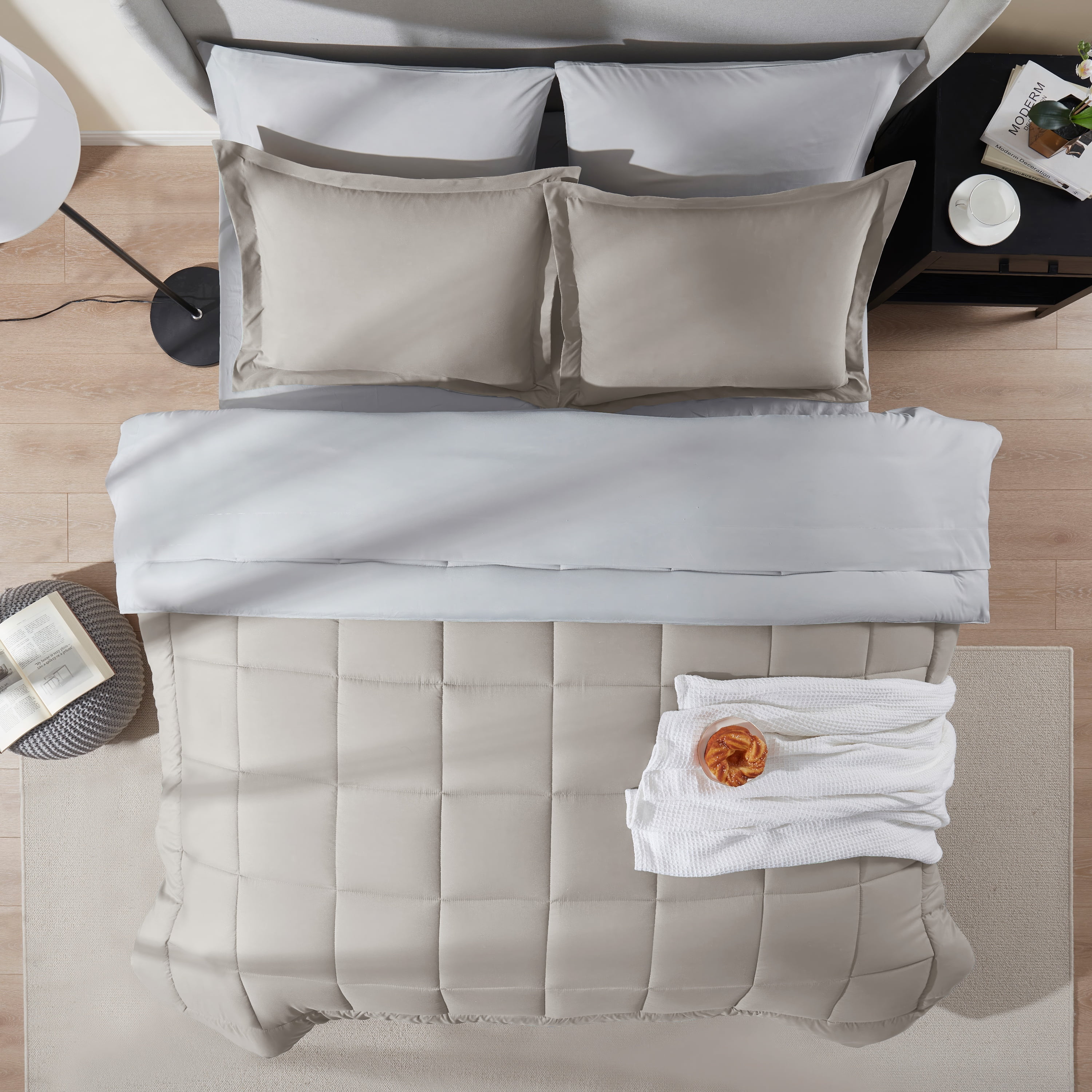 LammaLoe Full-Size Comforter Set, With Sheets, Reversible Bed In A Bag 7 Piece, Bedding Set, Linen