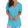thumbnail image 2 of XFLWAM Womens Summer Tie Dye Gradient Short Sleeve T Shirts Ombre V Neck Tops Loose Fit Blue S, 2 of 6