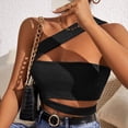 thumbnail image 1 of Top con hombros inclinados para mujer, chaleco envolvente en el pecho, camiseta sin mangas ajustada para uso diario, 1 of 7