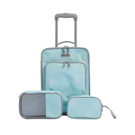 Travelers Club 3-Piece Soft Side Kid's and Junior Rolling Carry-on Luggage Set, Blue Omni