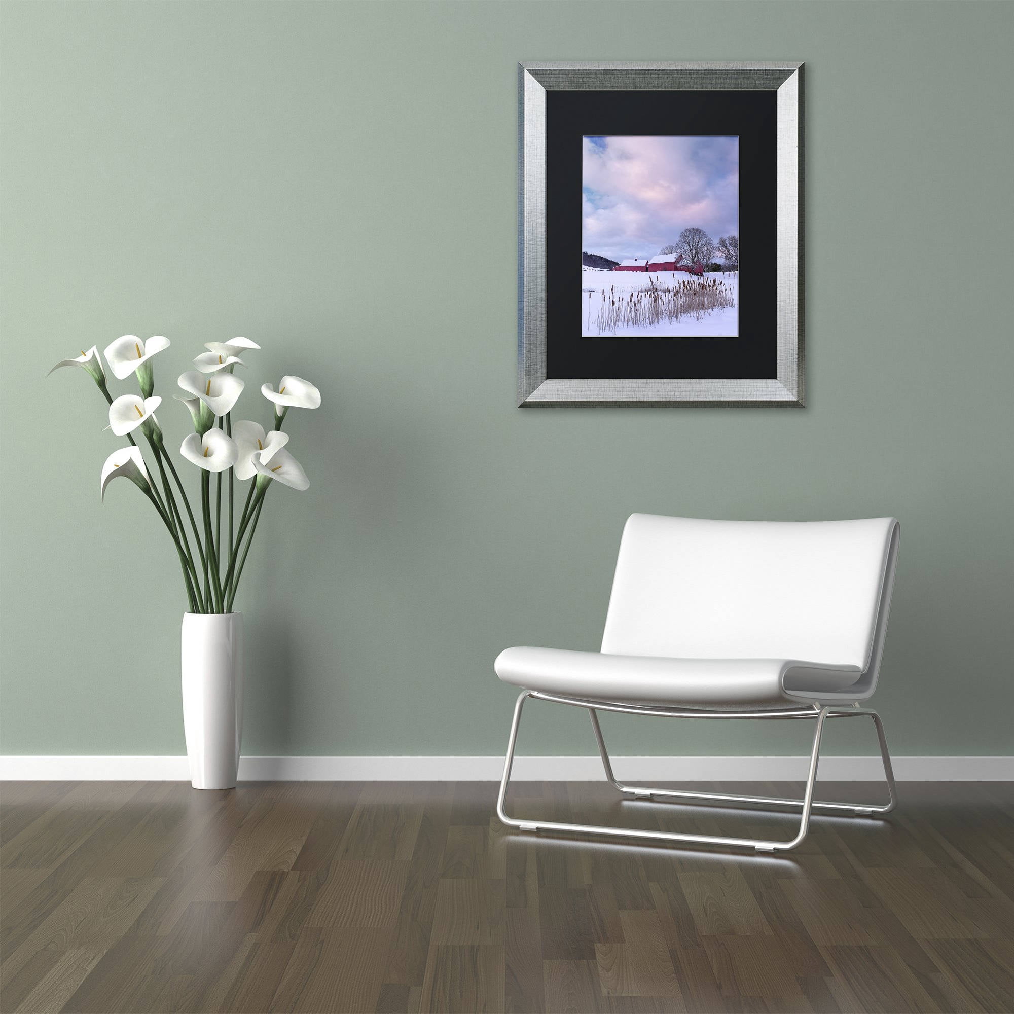 Trademark Fine Art "Cat O'Nine In Snow" Canvas Art by Michael Blanchette Photography Black Matte, Silver Frame