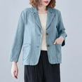 thumbnail image 2 of POIUYTR Blazer for Women Cotton Linen Long Sleeve Notch Lapel Suit Jackets Loose Casual Lightweight Breathable Casual Work Office Blazer Jacket, 2 of 5