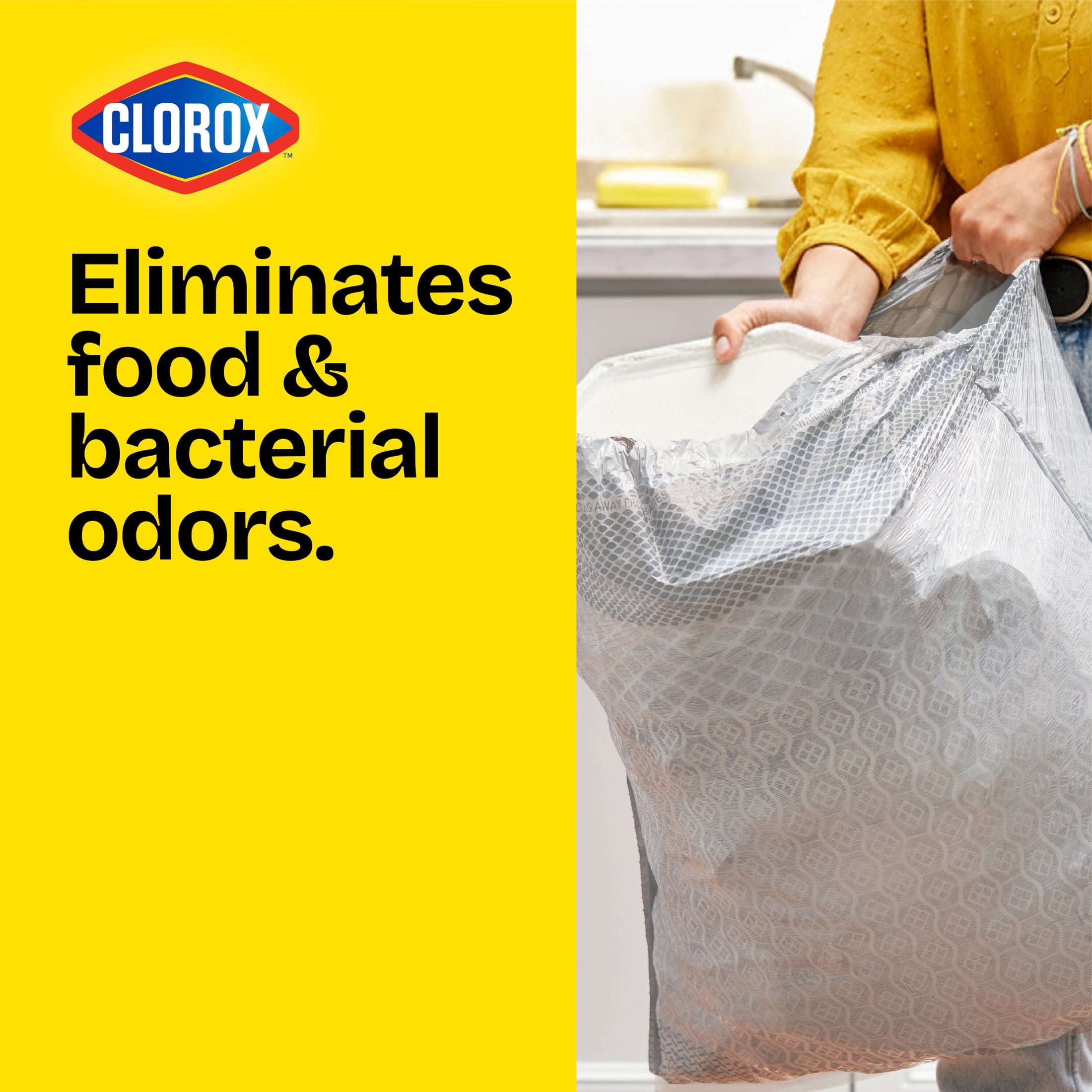 (6 pack) Glad ForceFlex MaxStrength 13-Gallon Drawstring Tall Kitchen Bags, Lemon Fresh Bleach Scent, 20 Bags