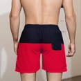 thumbnail image 4 of Mens Swimming Trunks Mens Trunks Ndbuld Man Solid-Color Splicing Casual Sports Quick Drying Pocket Drawstring Shorts Beach-Pants Red 2XL, 4 of 5