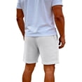 thumbnail image 4 of Domuza Mens Casual Shorts Drawstring Waffle Shorts Stretch Elastic Waist Summer Beach Lounge Sweat Shorts with Pockets White 3XL, 4 of 6
