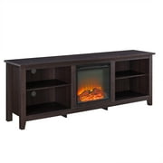 Woven Paths Open Storage Fireplace TV Stand for TVs Up to 70", Espresso