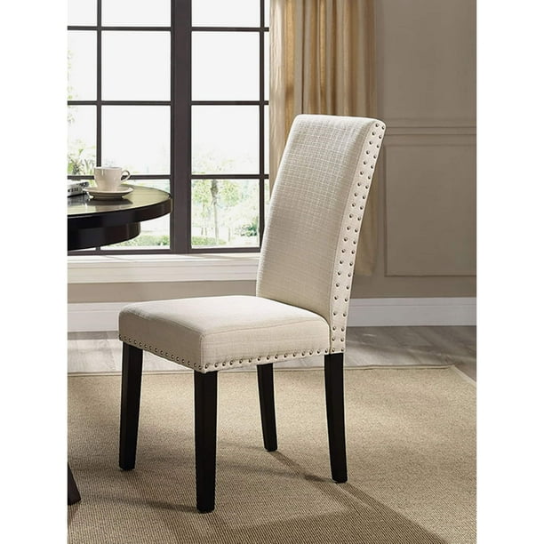 BSD National Supplies Milton Nailhead Trim Beige Fabric Parson Dining