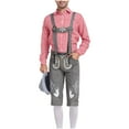 thumbnail image 2 of VBTAPA Beer Festival Costume for Men 2 Piece Set Regular Fit Long Sleeve Plaid Shirt and Overalls Shorts Performance Suit Oktoberfest Dress Up Outfirts Red XL, 2 of 4