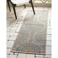 thumbnail image 3 of Unique Loom Outdoor Botanical Collection Area Rug - Medallion (2' 2" x 6' 1" Runner Aqua/Beige), 3 of 12