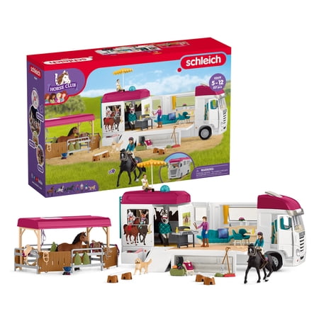 Schleich - Horse Club: Pink & White Trailer, Horse Transporter Playset with Horse & Rider Figurines & Accessories, 227 Pcs