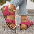 thumbnail image 5 of Pandaie Women's Thong Slide Sandals Cork Footbed Open Toe Summer Flip Flops Comfortable Slip on Slides Sandal with Ankle Buckles Strap Red 9, 5 of 9