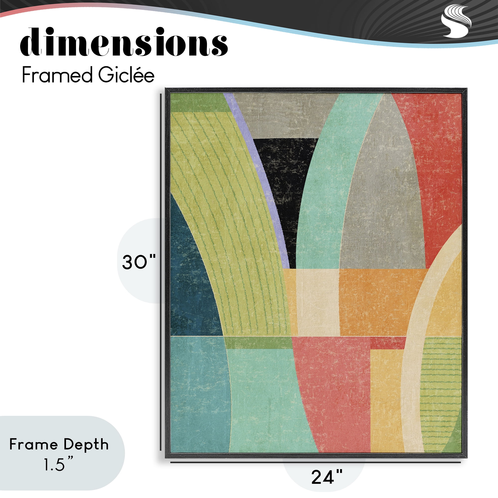 Stupell Industries Retro Geometric Archways Black Framed Giclee Art, design by Suzanne Nicoll