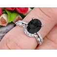 thumbnail image 5 of 2.25 Carat Oval Cut Black Diamond Moissanite Engagement Ring Set With Matching Band 10K White Gold Art Deco Curved Stacking Gift Ring, 5 of 5