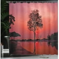 thumbnail image 4 of Ambesonne Sunrise Shower Curtain, Twilight Sky with Tree, 69"Wx75"L, Black Ruby, 4 of 5