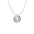 thumbnail image 2 of Delight Jewelry Silvertone Pebble with Heart Cutout Gymnastics Ring Charm Necklace, 18", 2 of 4