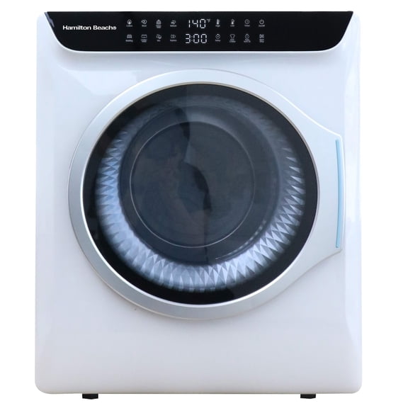 Hamilton Beach 13 lbs. Compact Tumble Dryer with Touchscreen Controls, 8 Drying Modes, Delay Start, Adjustable Heat Levels, Child Lock, Air-Vented Port, White
