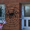 thumbnail image 2 of Deago 59" Halloween Spider Web + 50" Giant Spider Decorations Fake Spider with Round Huge Spider Web for Indoor Outdoor Halloween Decorations Yard Party, 2 of 9