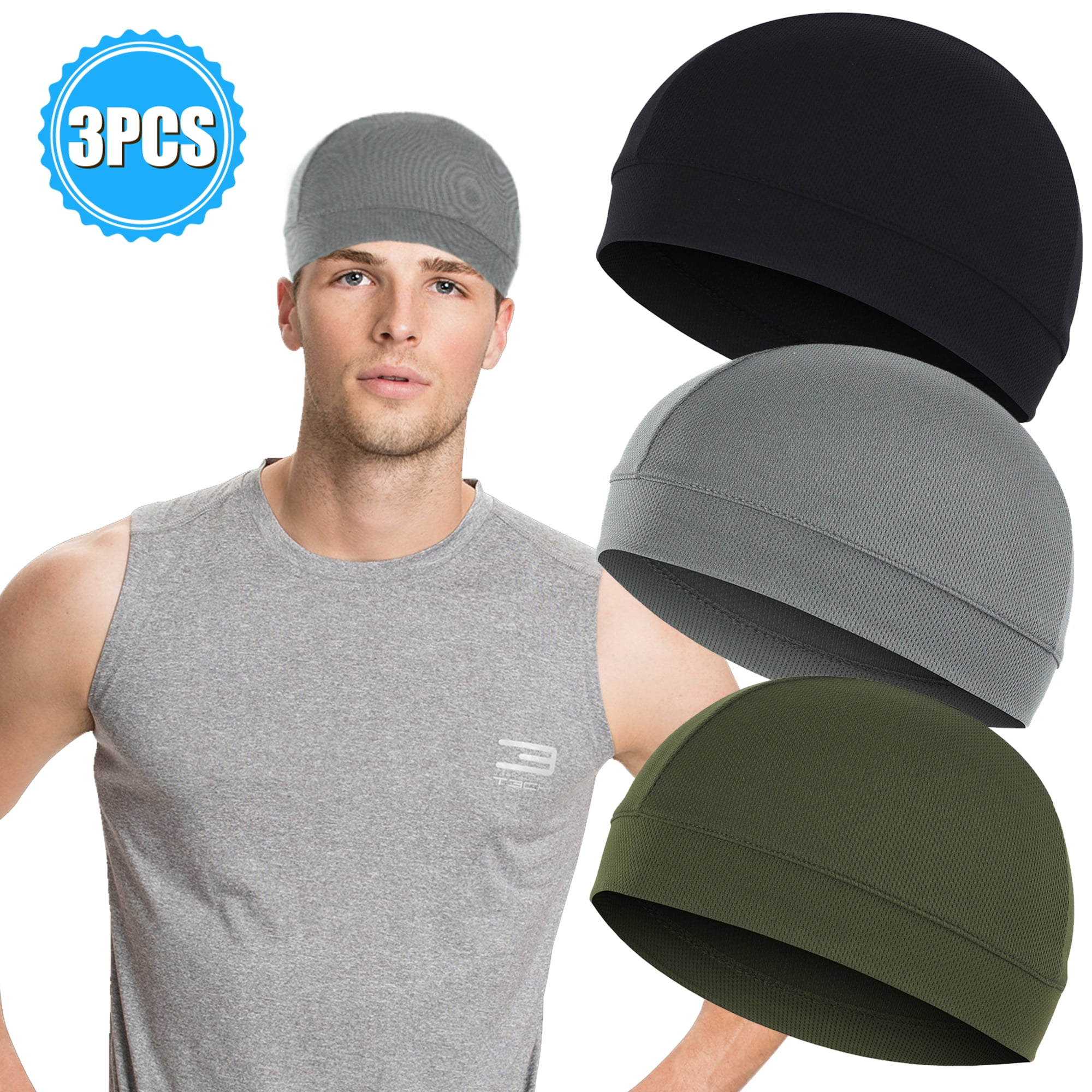 EEEkit 3pcs Cooling Skull Caps, Helmet Liner Sweat Wicking