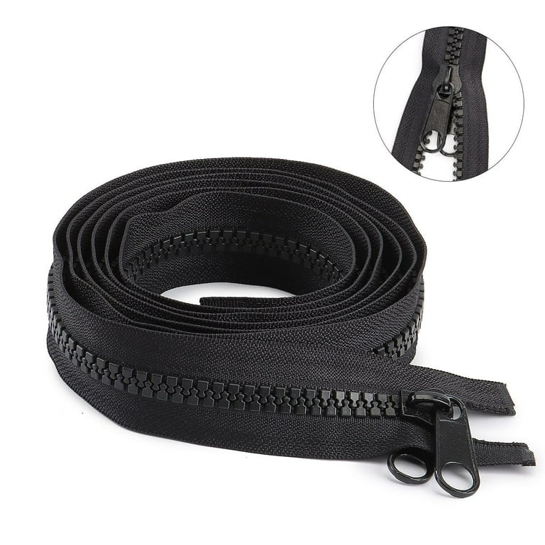  10# Long Chain Large Roll Invisible Waterproof Zipper,  1m/39inch Double Opening Black Nylon Zipper for DIY Sewing Tents Travel  Bag, 1pcs