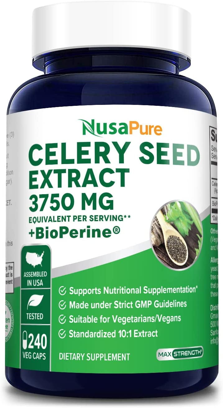 NusaPure Celery Seed Extract Capsules 3750mg 240 Veggie Caps Non