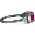 thumbnail image 6 of Vintage Style Round Three Stone Ring Ruby Cubic Zirconia Black Tone 925 Sterling Silver, Size 8, 6 of 7