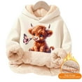 thumbnail image 5 of YMNXA Big Girls Boys Hoodies Long Sleeve Cartoon Animal Print Plush Warm Thickened Comfortable Sweatshirt For Daily Wear Beige 3-4 Years, 5 of 5