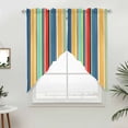 thumbnail image 5 of Colorful Stripes Kitchen Window Curtains, Swag Curtains Valance for Bedroom Living Room Bathroom, Modern Abstract Art Vertical Striped Rod Pocket Window Curtain Block Drapes 2 Panels 36"x63", 5 of 9