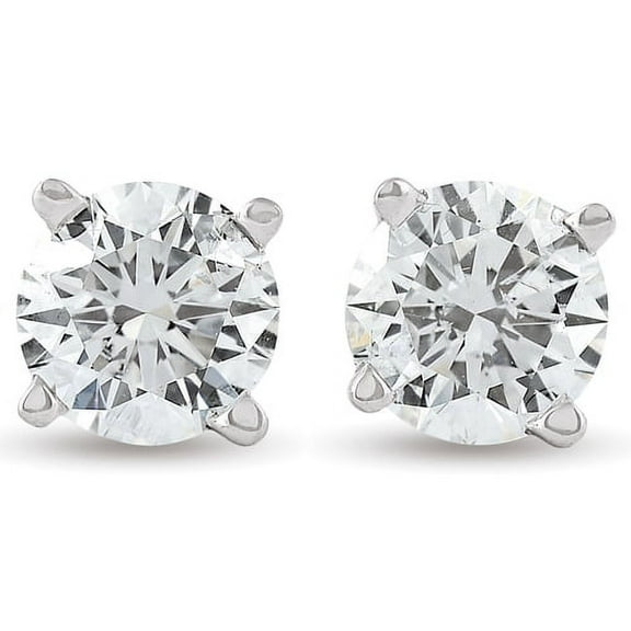 Pompeii 1ct Natural Round Cut Diamond Studs 14K White Gold (G/H,I1)
