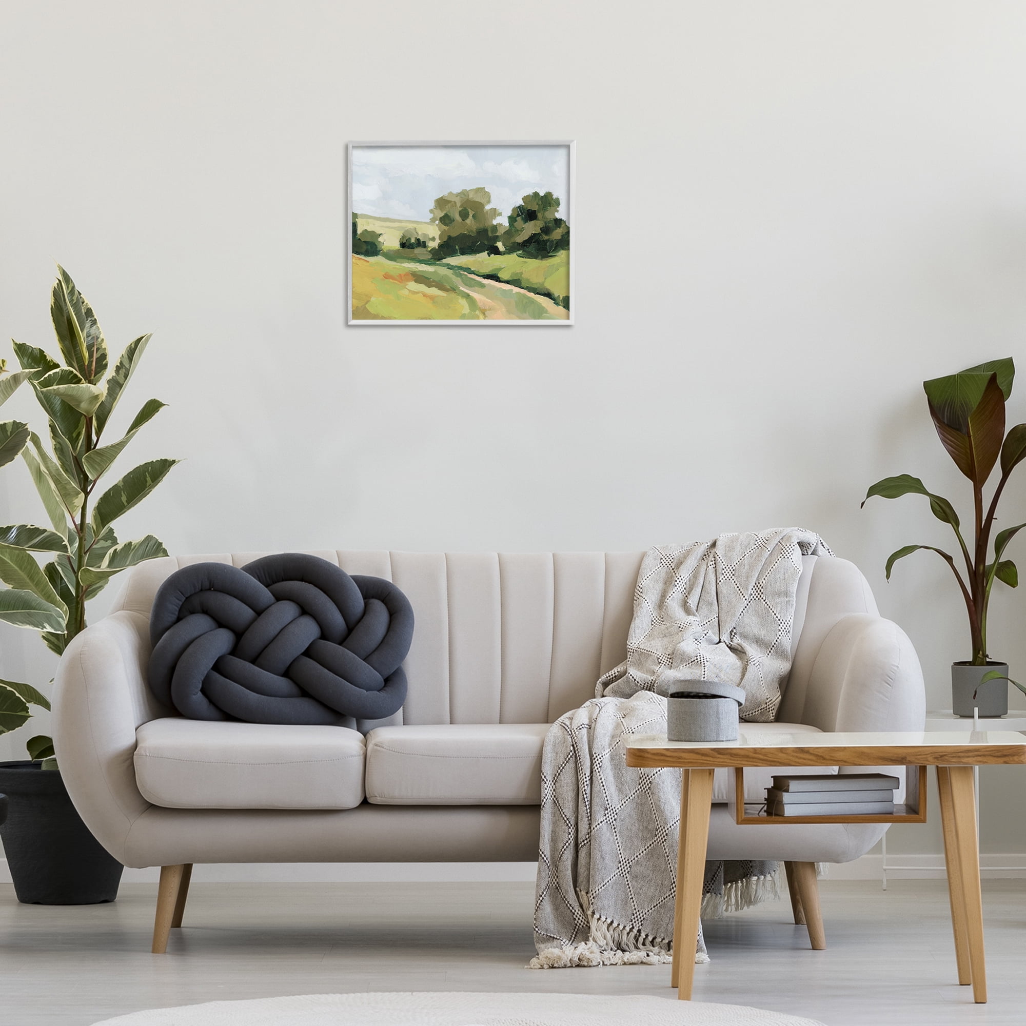 Stupell Industries Winding Path Impression Landscape Painting White Framed Art Print Wall Art, 20 x 16