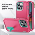 thumbnail image 3 of for iPhone 15 Pro Max Case, iPhone 15 Pro Max Phone Case with Built in Kickstand, Shockproof/Dustproof/Drop Proof Heavy Duty Military-Grade Rugged Protective Cover for iPhone 15 Pro Max,Rose Red, 3 of 9