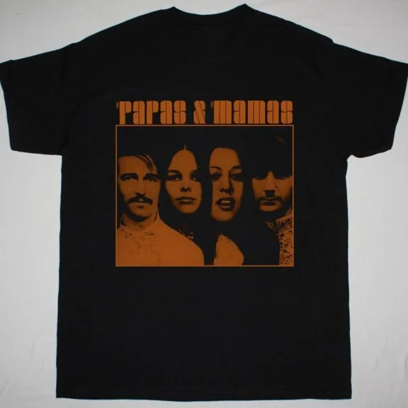 RARE Vtg THE MAMAS AND THE PAPAS Cotton Black Unisex Shirt AG121