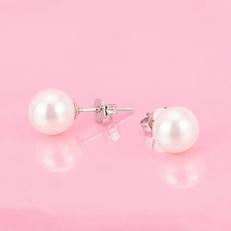 - 4.00 CTTW Sterling Silver Genuine Cultured Pearl Earring