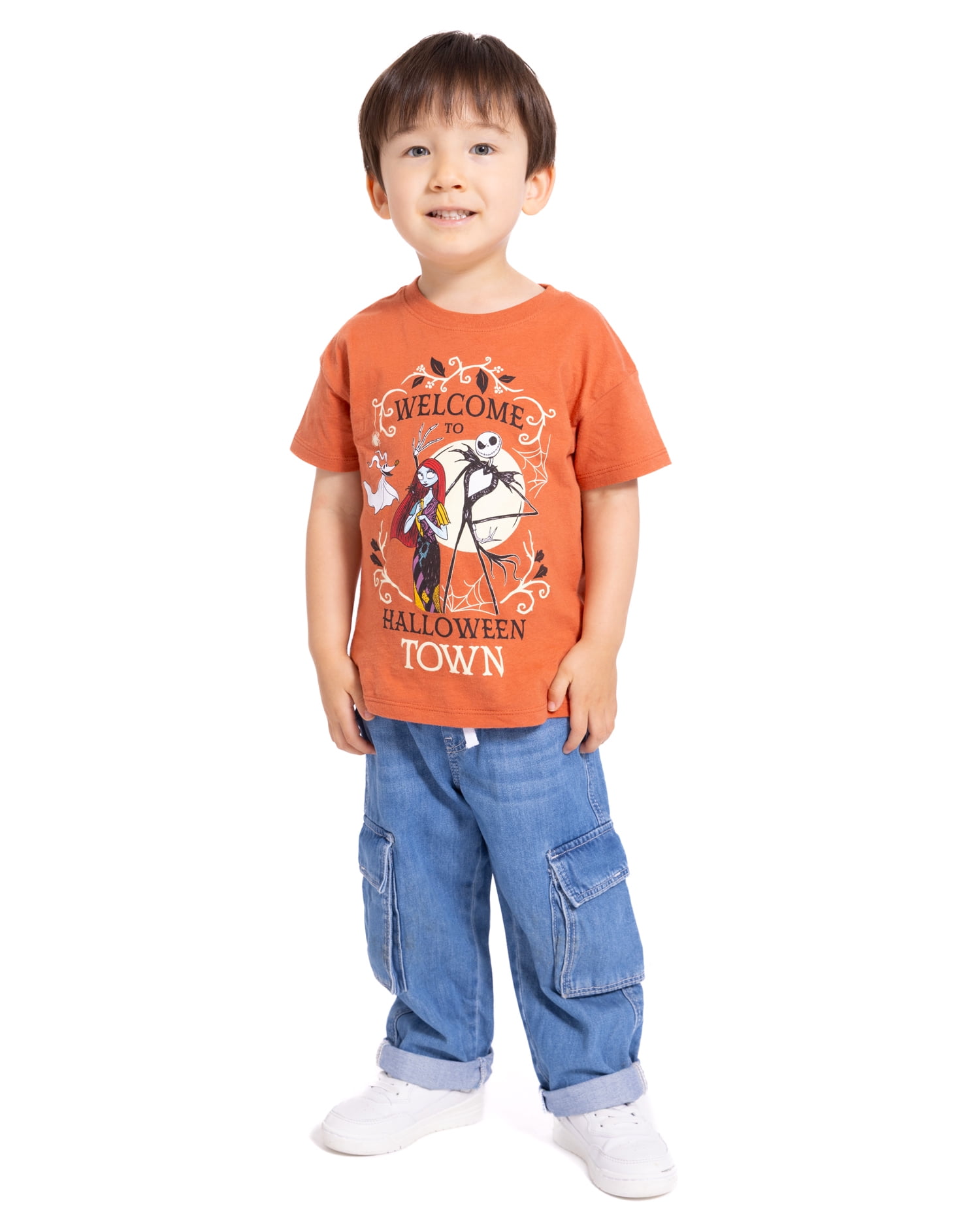 Nightmare Before Christmas Toddler Girls Halloween Crewneck Tee with Short Sleeves, Sizes 12M-5T