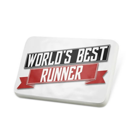 Porcelein Pin Worlds Best Runner Lapel Badge – (Best Runner In The World)