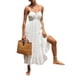 thumbnail image 4 of VISgogo Vestido bohemio de verano para mujer, sin mangas, hueco, color sólido, tirantes finos, pastel, falda de una pieza VISgogo moda, 4 of 9