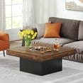 thumbnail image 4 of Tribesigns Farmhouse Coffee Table Square LED Coffee Table Wood Coffee Table for Living Room, 4 of 5