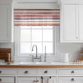 thumbnail image 3 of Red Nordic Style Stripes Valance Curtains for Kitchen/Living Room/Bathroom/Bedroom Window, Rod Pocket Small Topper Half Short Window Curtains Voile Sheer Scarf, Red Grey Texture 42"x12", 3 of 8