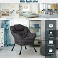 thumbnail image 3 of Spaco Modern Polyester Fabric Lazy Chair, Accent Oversized Comfy Reading Chair, Thick Padded Cozy Lounge Chair with Steel Frame and Side Pocket for Living Room, Bedroom, Dorm, Gray, 3 of 11