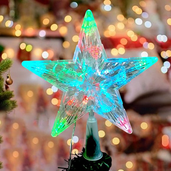 hengsof Christmas Tree Topper Star LED Lighted Star Tree Top, 5-Point Star Night Light Treetop, Small Xmas Tree Decor for Christmas