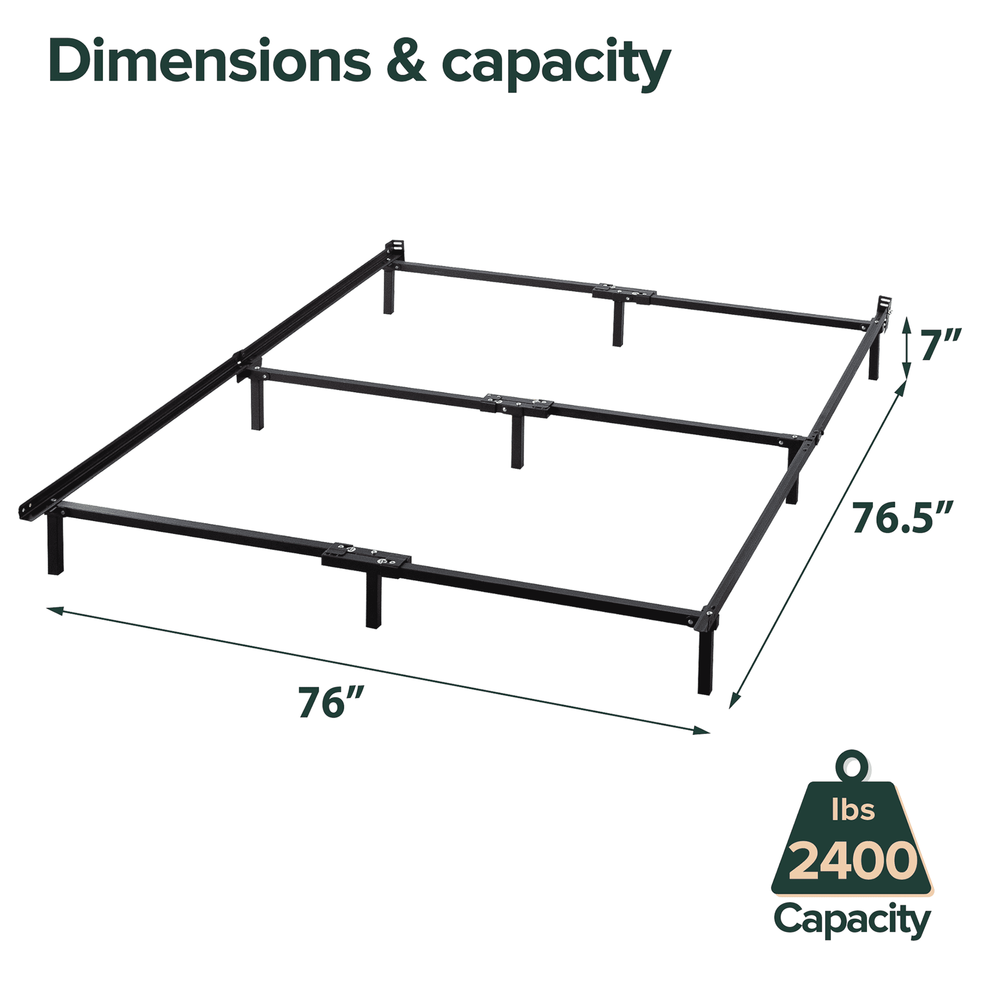 Zinus 7" Compack® Metal Bed Frame, Black, King