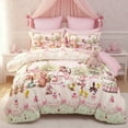 thumbnail image 1 of JOLUSERE Cartoon Pink Comforter Queen Set，3-Pieces Lovely Kitten Pattern Bedding Set for Kids, 1 of 10