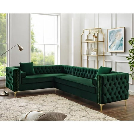 View Dark Green Velvet Corner Sofa Pictures