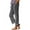 Grey, variant on Womens Casual Pants Straight Leg Linen Long Pants Elastic Waist Slacks With Button Details Retro Clothes M White
