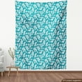 thumbnail image 4 of Ambesonne Aloha Fabric by the Yard Upholstery, Summer Hawaiian Exotic Floral, 10 Yards, Dark Turquoise and White, 4 of 5