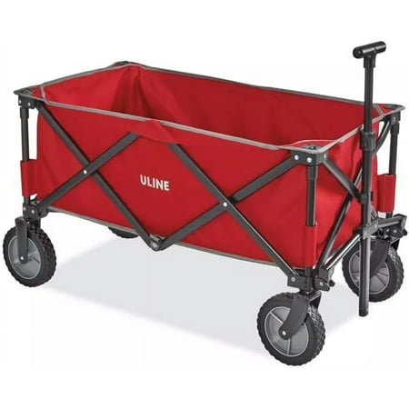 Uline foldable Utility Wagon Red with wheels and handle storage bag
