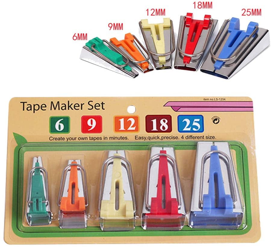 Bias Tape Maker Set 4 Sizes Fabric Bias Tape Maker Tools 6mm 12mm 18mm 25mm Fabric Sewing Quilting Bias Binding Maker