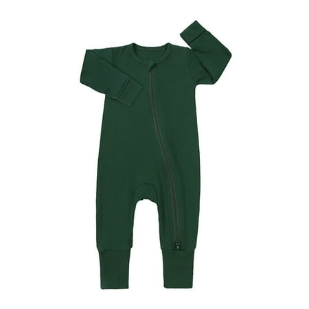 

Baby Ribbed Pajamas Girls Boys Zipper Long Sleeve Romper Jumpsuit 2024 Fashion