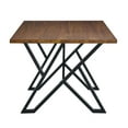 thumbnail image 5 of 59" Industrial Dining Table with Distressed Wood Top, Angular Metal Base, Walnut+Black, 5 of 8