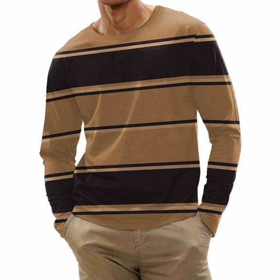 StSilkitty Mens Casual T-Shirts Striped Long Sleeve Crewneck Tee Shirt Lightweight Soft Comfy Breathable Tops