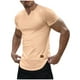 thumbnail image 1 of Blusas y camisas de manga corta con cuello en V para hombre, estilo casual, de color liso, con textura vertical, de manga corta y cuello en V., 1 of 8